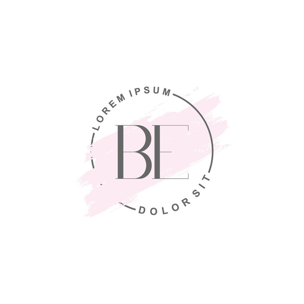 Initial BE minimalist logo with brush, Initial logo for signature, wedding, fashion. vector