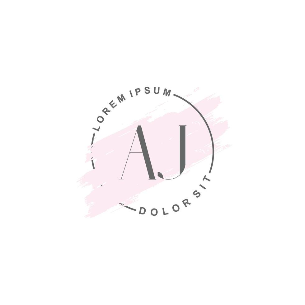 Initial AJ minimalist logo with brush, Initial logo for signature, wedding, fashion, floral and botanical. vector