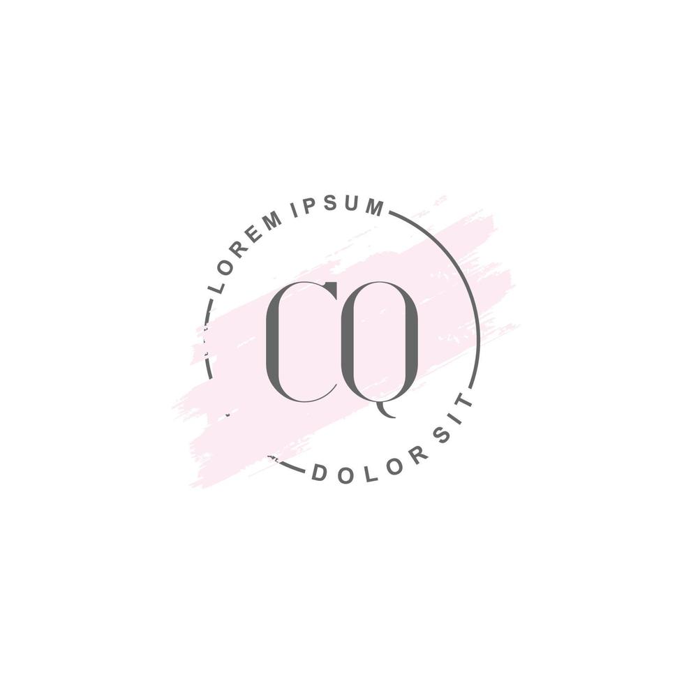 Initial CQ minimalist logo with brush, Initial logo for signature, wedding, fashion, beauty and salon. vector