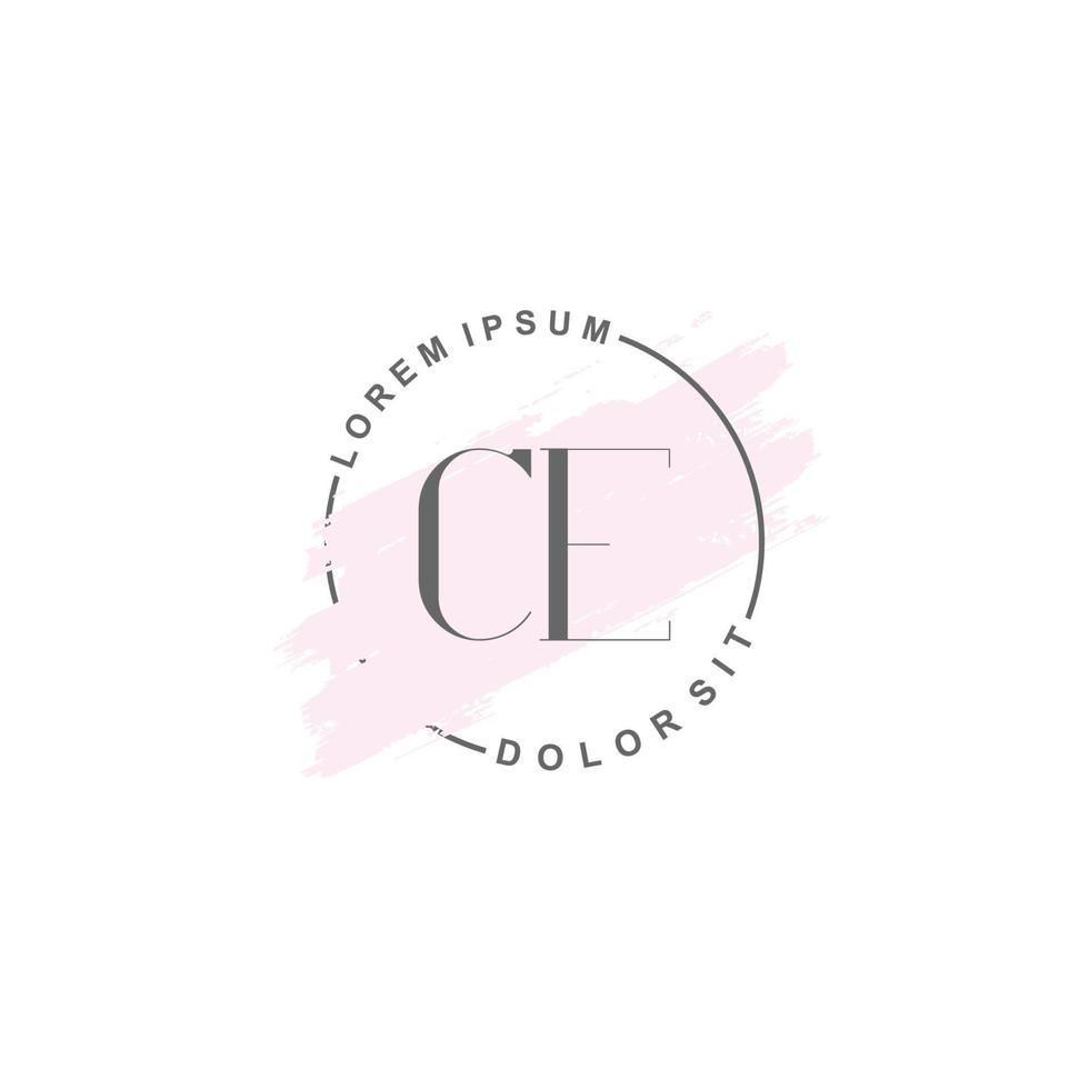 Initial CE minimalist logo with brush, Initial logo for signature, wedding, fashion, beauty and salon. vector