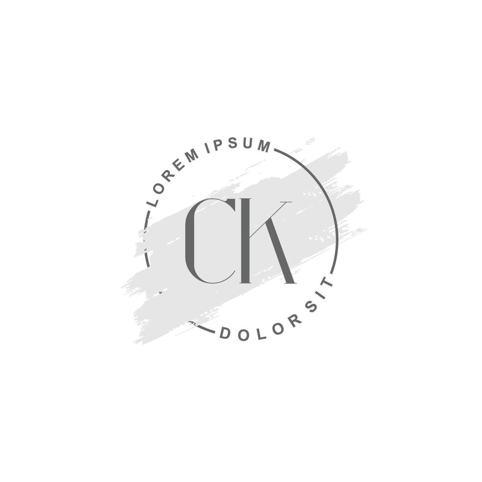 logotipo inicial de ck minimalista con pincel, logotipo inicial para firma, boda, moda, belleza y salón. vector