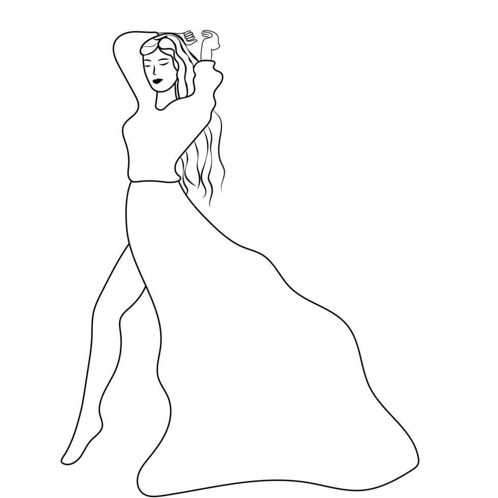 Outline woman beauty vector