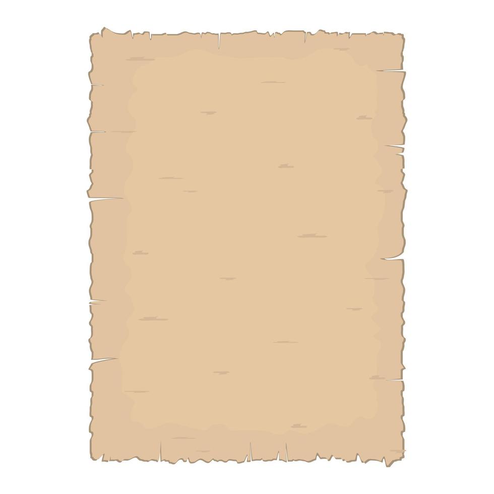 Ilustración de vector de hoja de papel viejo pergamino aislado sobre fondo blanco.