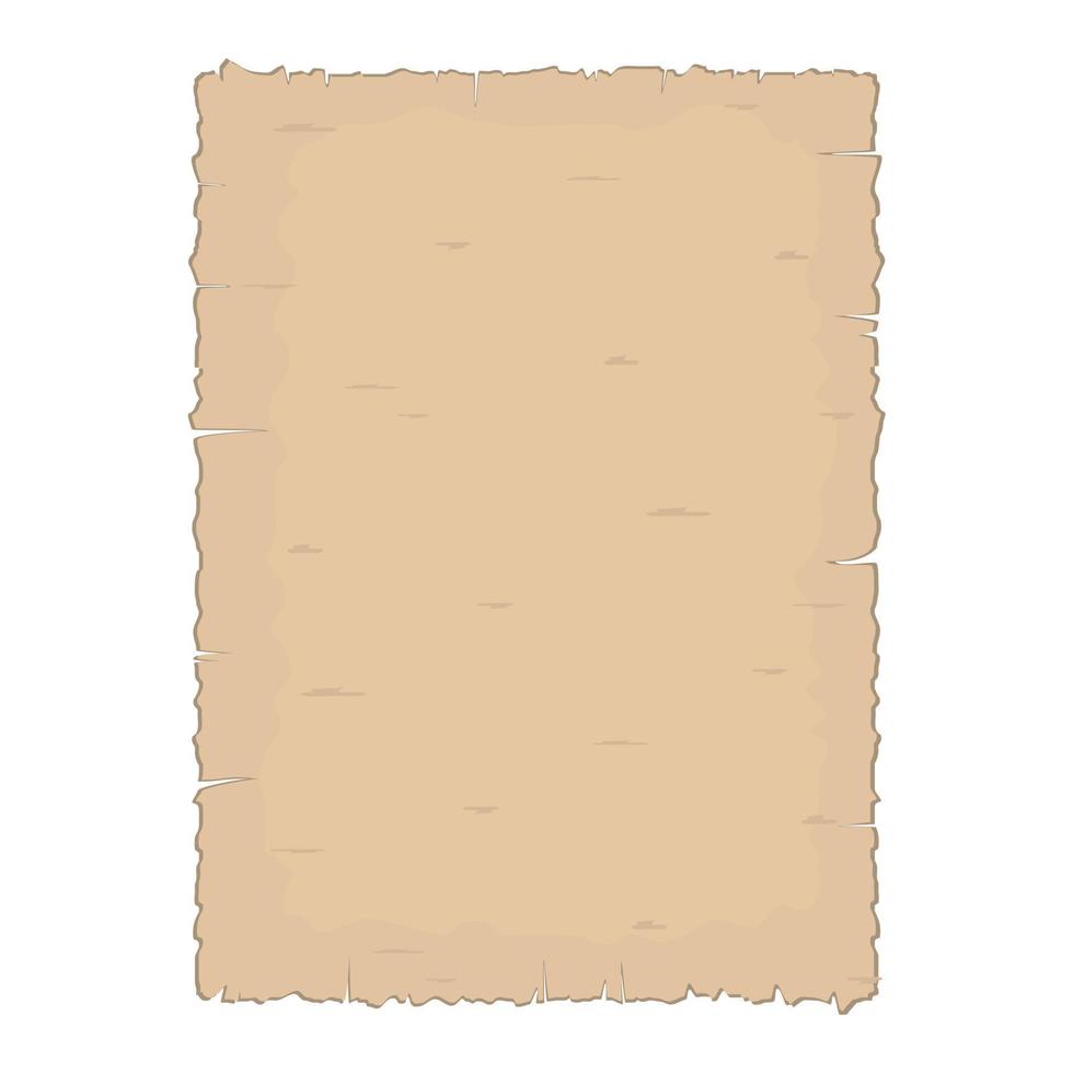 Parchment old paper sheet vector illustration isolated on white background.