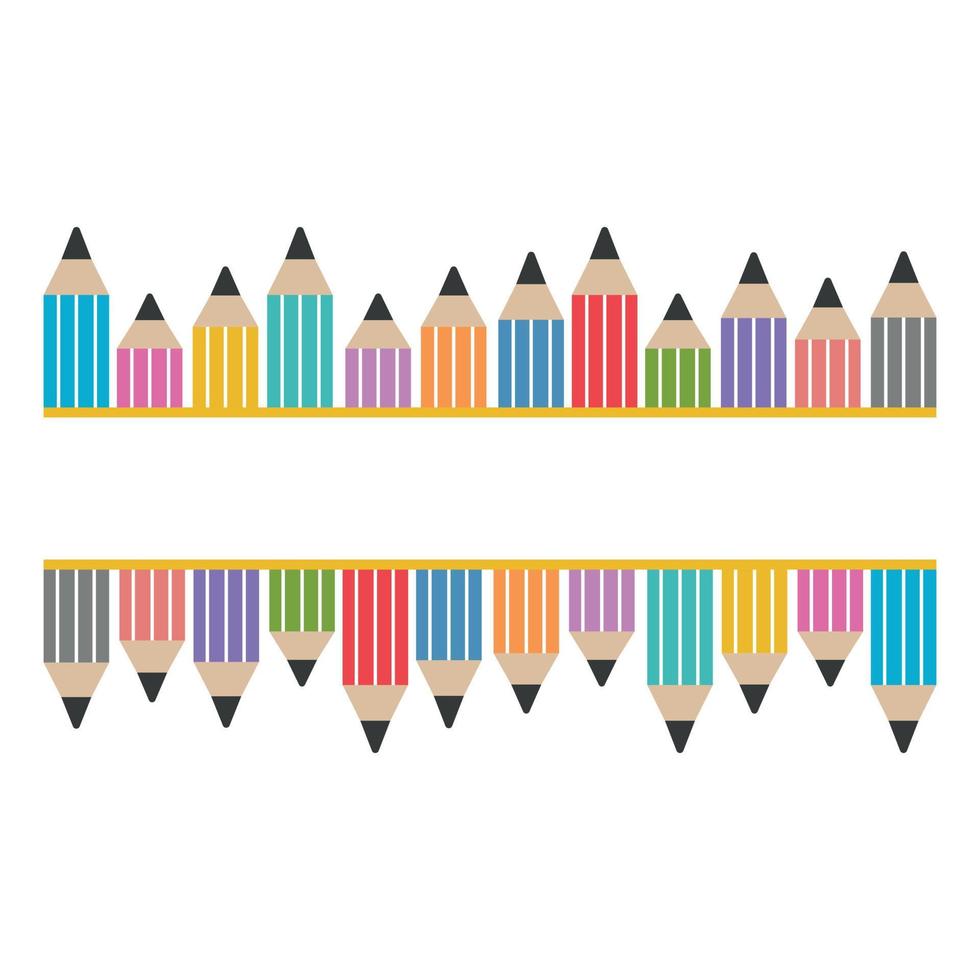 un conjunto de lápices de colores con un marco de texto, ilustración aislada de vector de color
