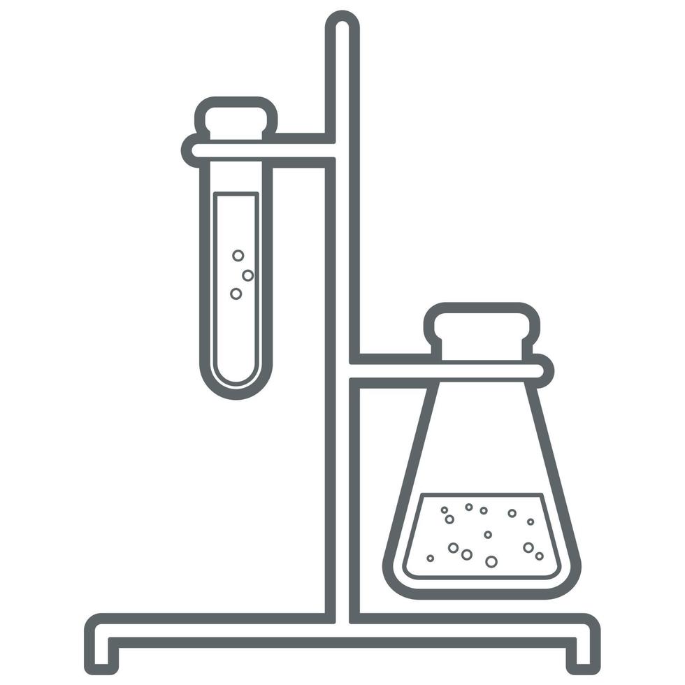 Science Laboratory Equipment. Flask on Rack. vector