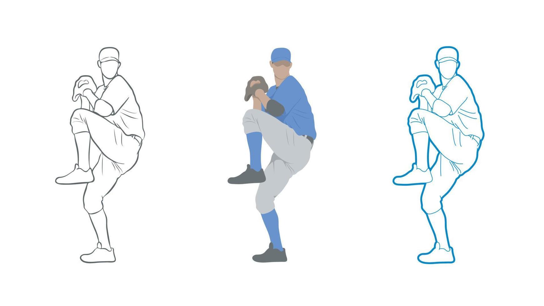 Baseball Player Pitcher. vector