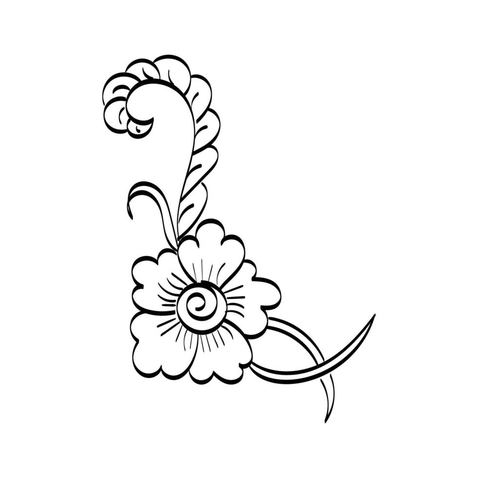 diseño de flores de tatuaje de henna. estilo mehndi. vector