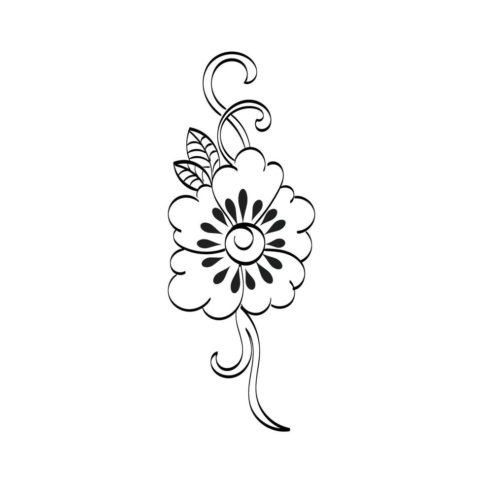 diseño de flores de tatuaje de henna. estilo mehndi. vector