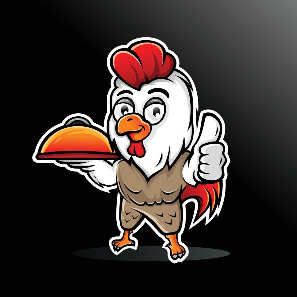 diseño de logotipo de mascota de pollo para negocios de alimentos vector