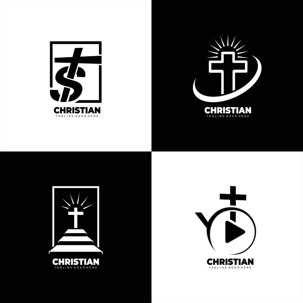 Christian cross design set vector for christian community