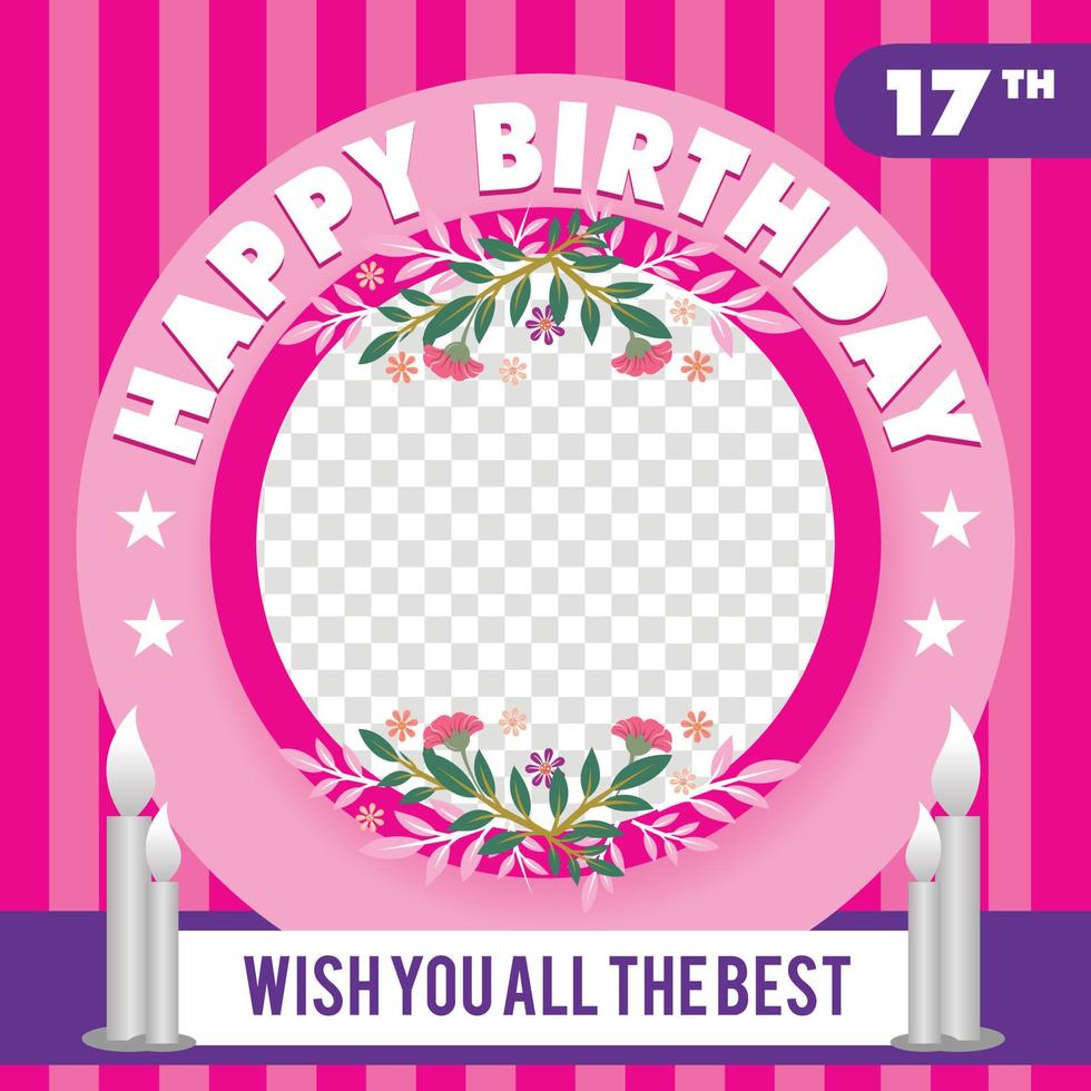 Design template for girl birthday with pink color vector