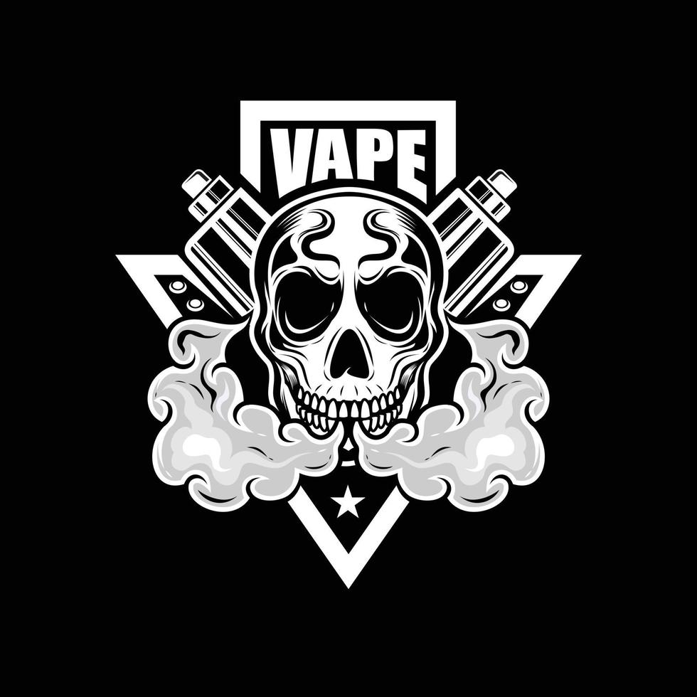 vector de diseño de vape de cráneo en color blanco y negro