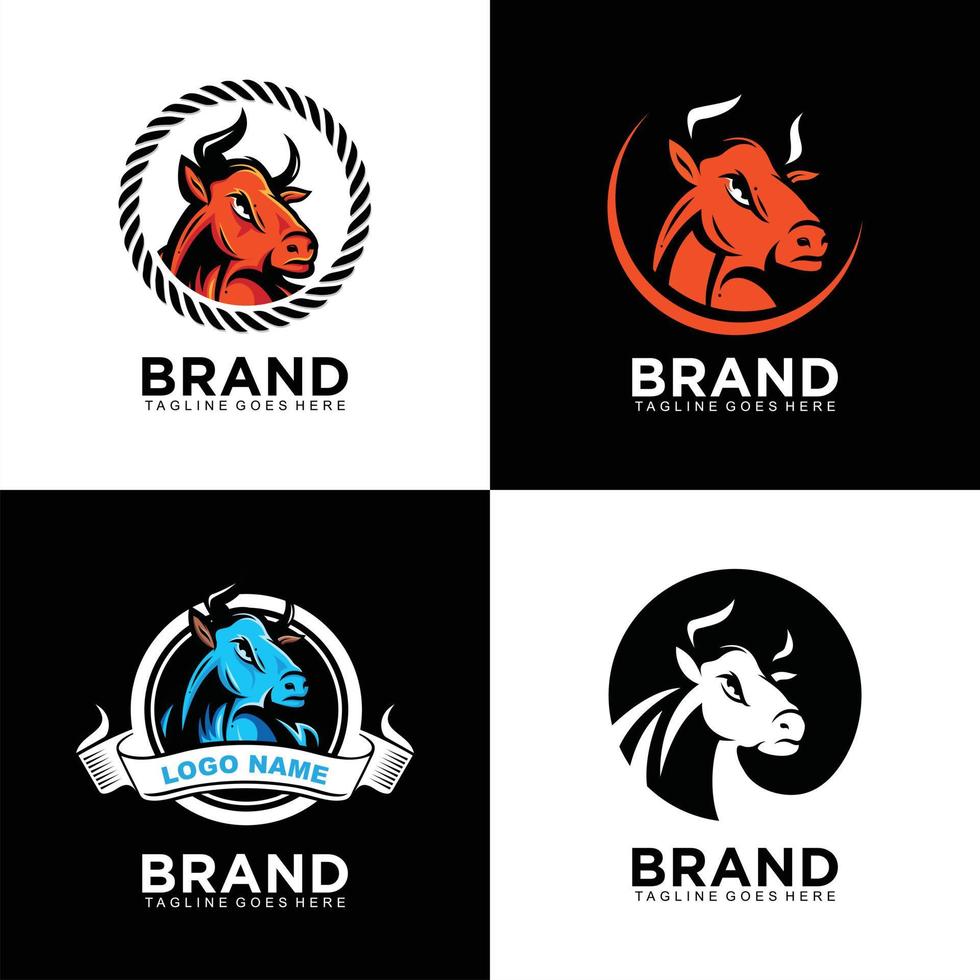 logotipo de diseño de cabeza de toro para conjunto de marca vector