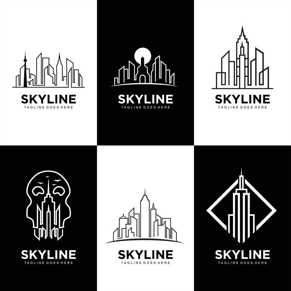 Skyline building logo design set vector