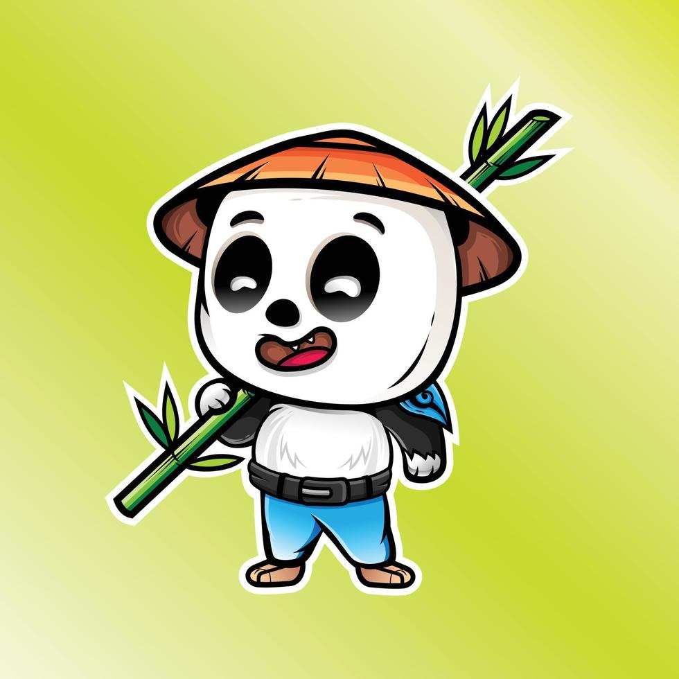 lindo personaje de diseño de logotipo de mascota panda vector