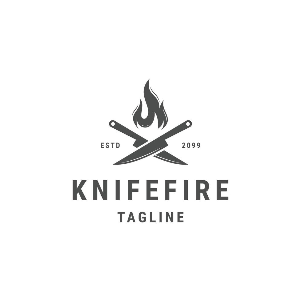 Knife fire logo design template flat vector