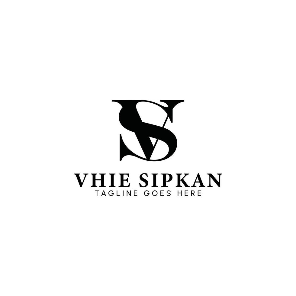 Abstract initial letter VS or SV logo in black color isolated in white background applied for Luxury Fashion Brand logo also suitable for the brands or companies have initial name SV or VS. vector