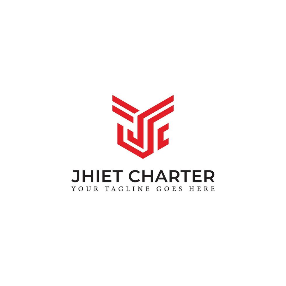 Abstract initial letter JC or CJ logo in red color isolated in white background applied for aviation detailing company logo also suitable for the brands or companies have initial name JC or CJ. vector