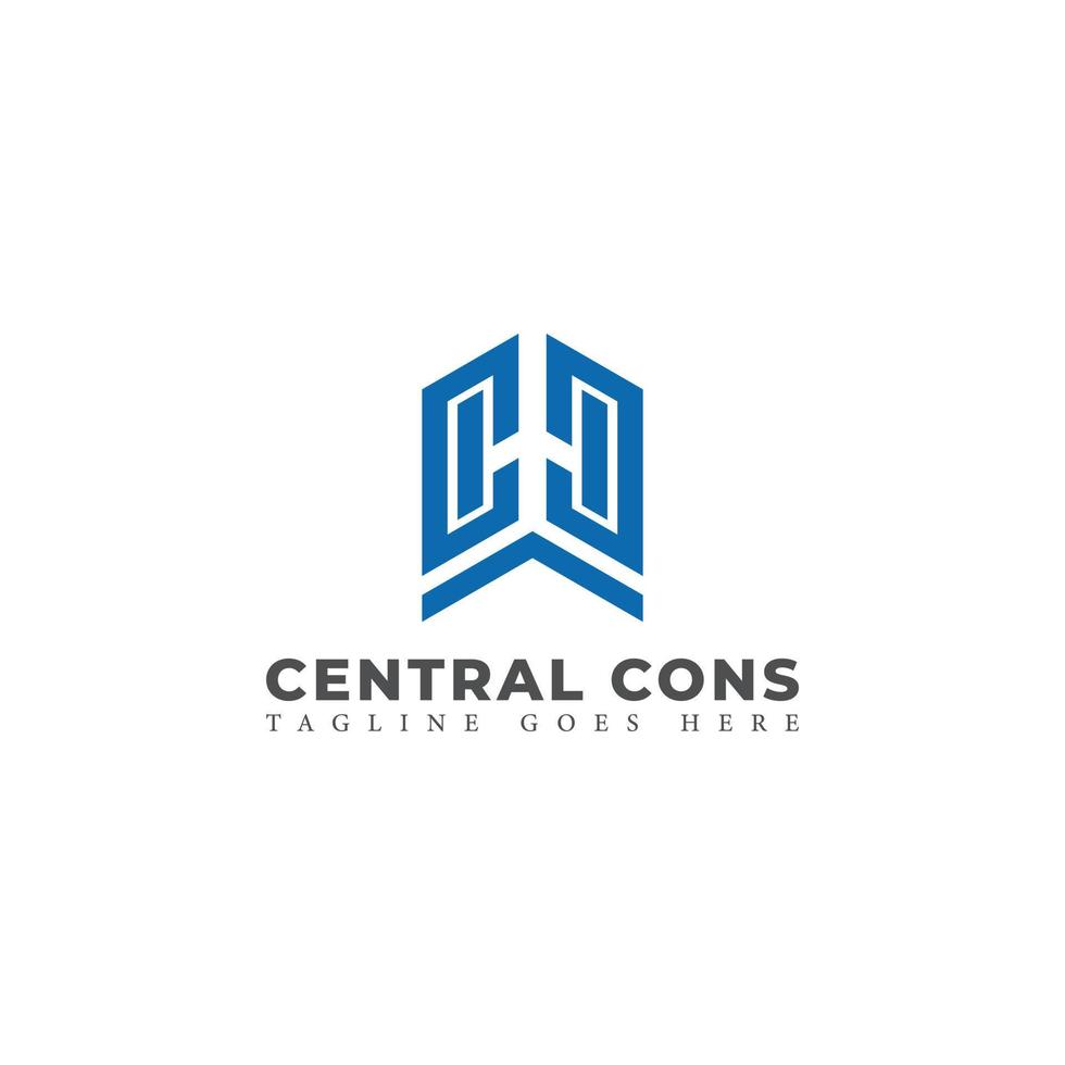 Abstract initial letter C or CC logo in blue color isolated in white background applied for construction company logo also suitable for the brands or companies have initial name C or CC. vector