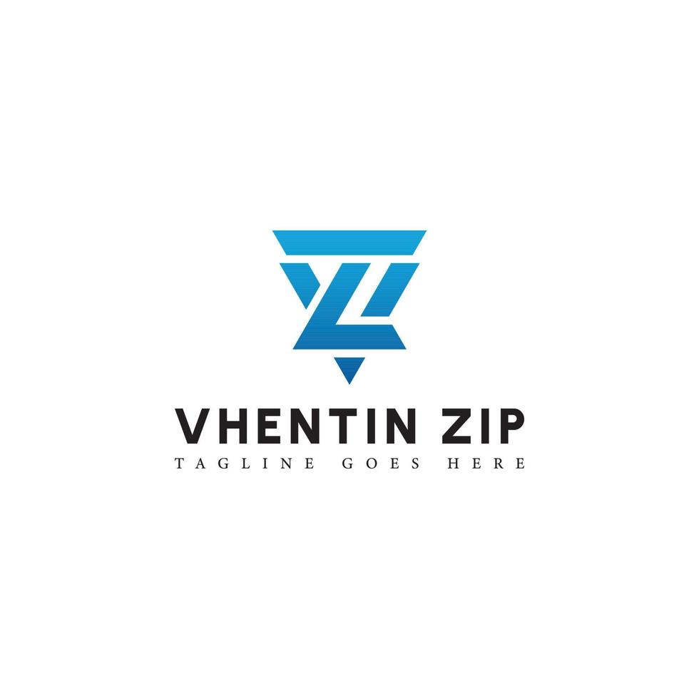 Abstract initial letter VZ or ZV logo in blue color isolated in white background applied for technology solution provider logo also suitable for the brands or companies have initial name ZV or VZ. vector