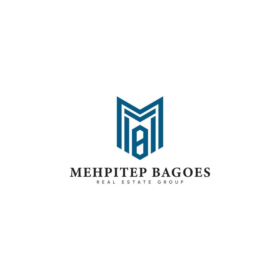 Abstract initial letter MB or BM logo in blue color isolated in white background applied for Luxury Properties Real Estate logo also suitable for the brands or companies have initial name MB or BM. vector