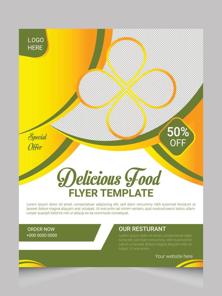 Delicious food flyer template design eps 10 vector