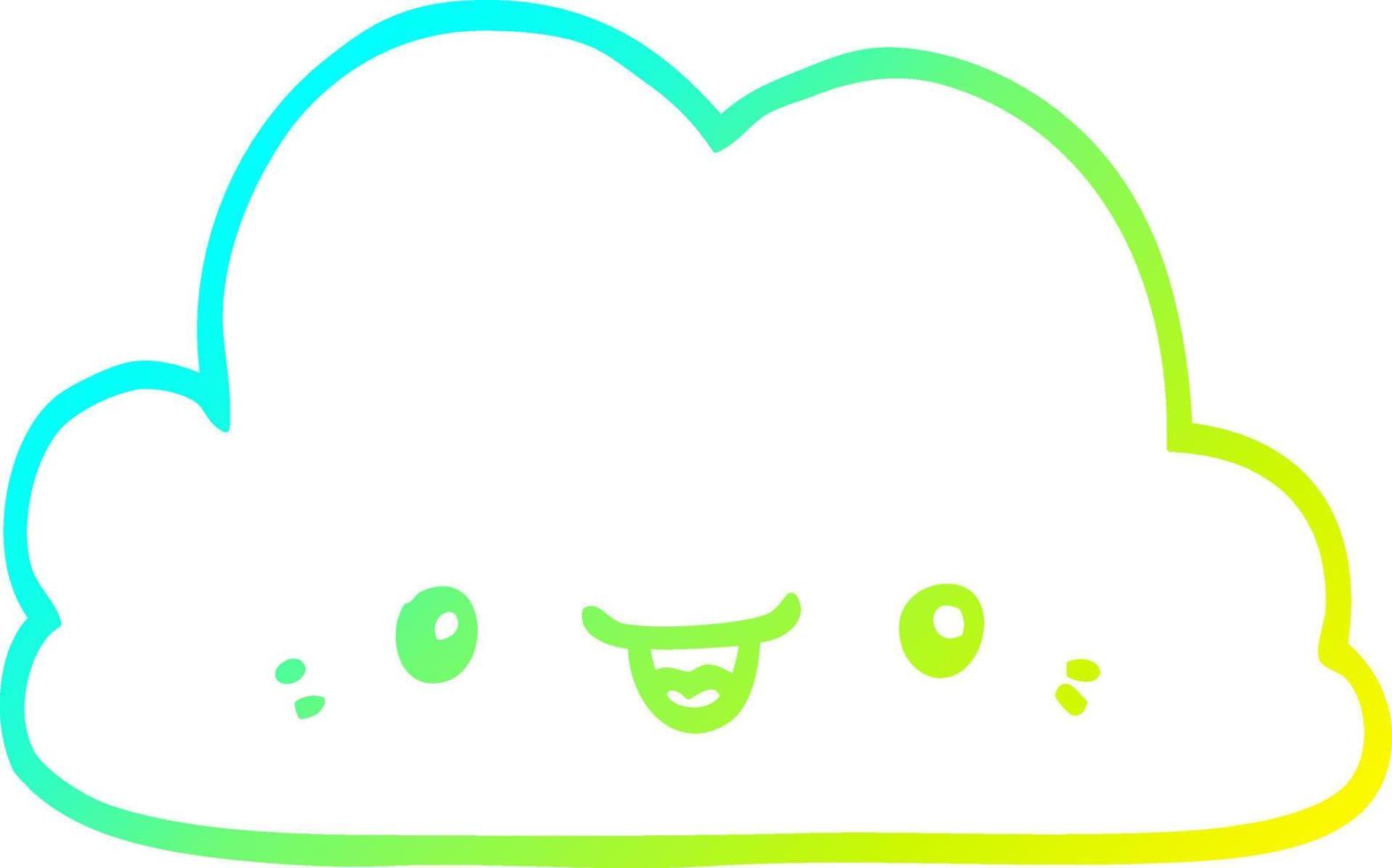 cold gradient line drawing cute cartoon cloud vector