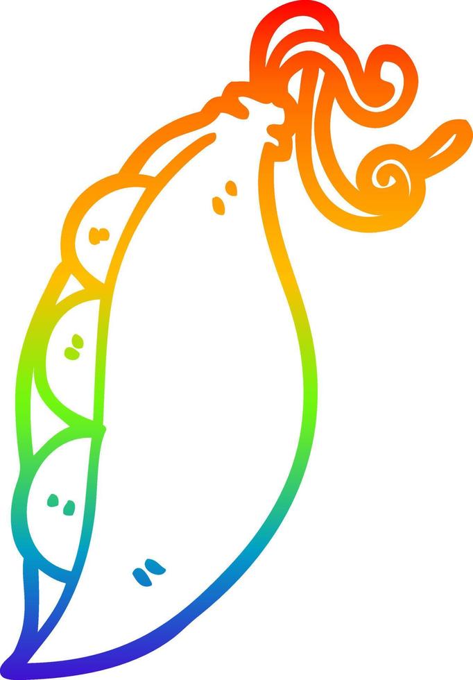 rainbow gradient line drawing cartoon peas in pod vector