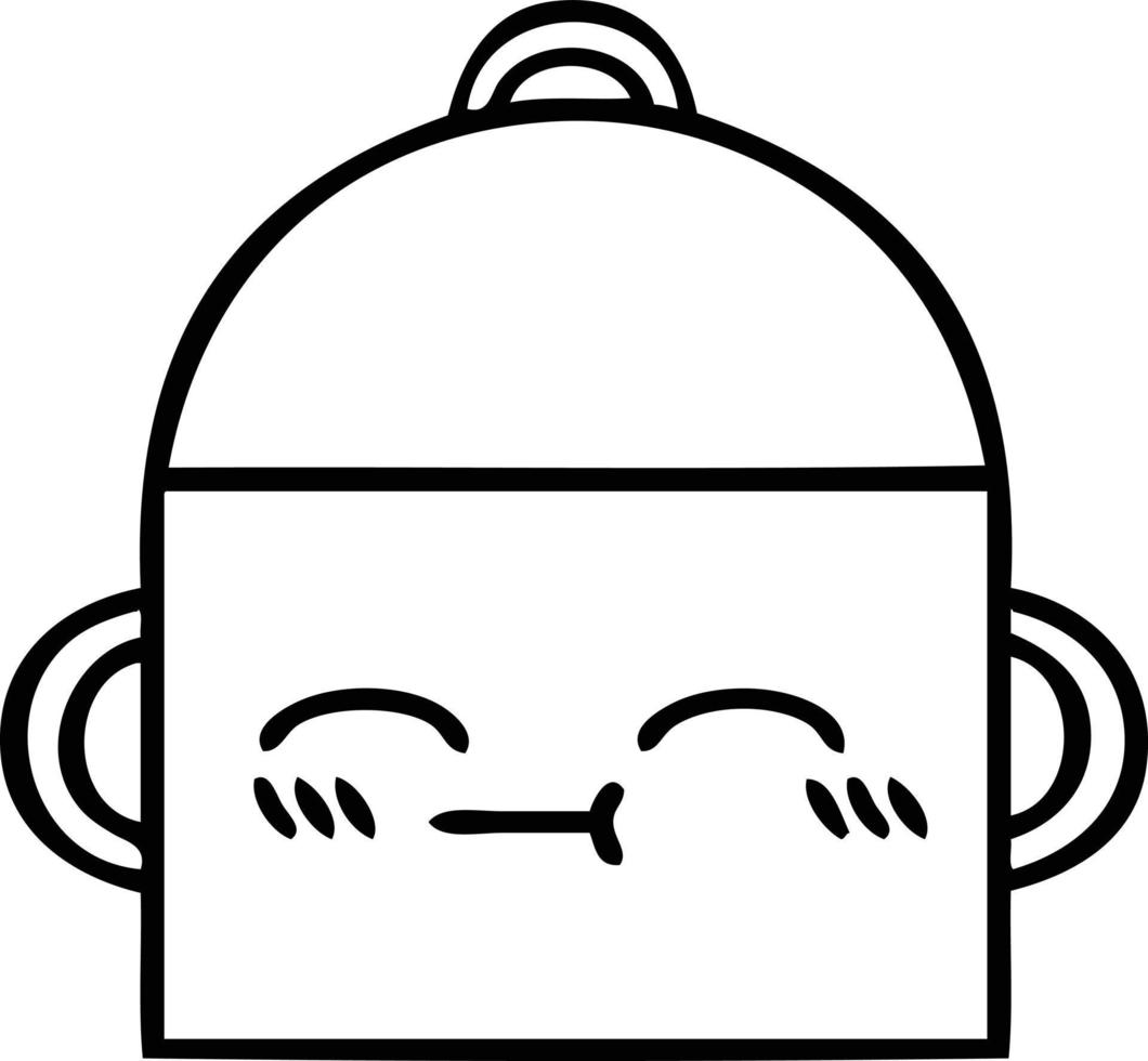 line drawing cartoon cooking pot vector