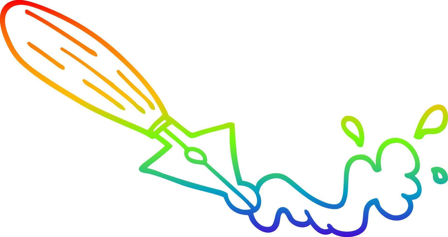 rainbow gradient line drawing cartoon fountain pen vector