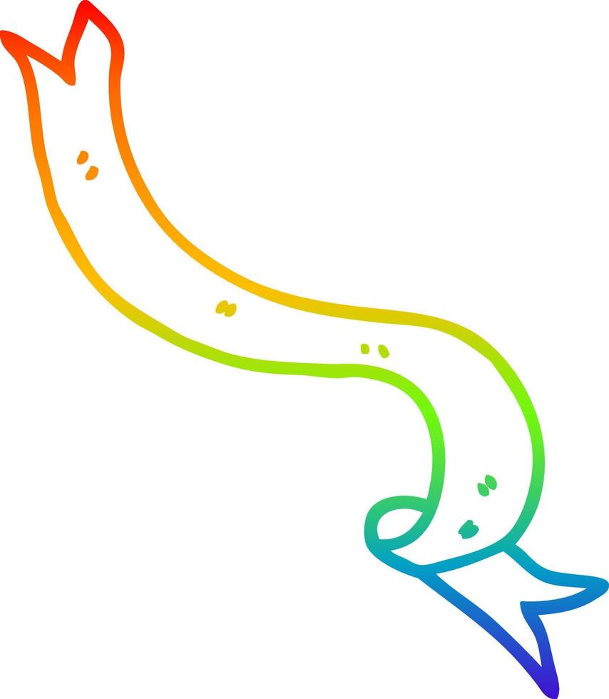rainbow gradient line drawing cartoon banner blowing in wind vector