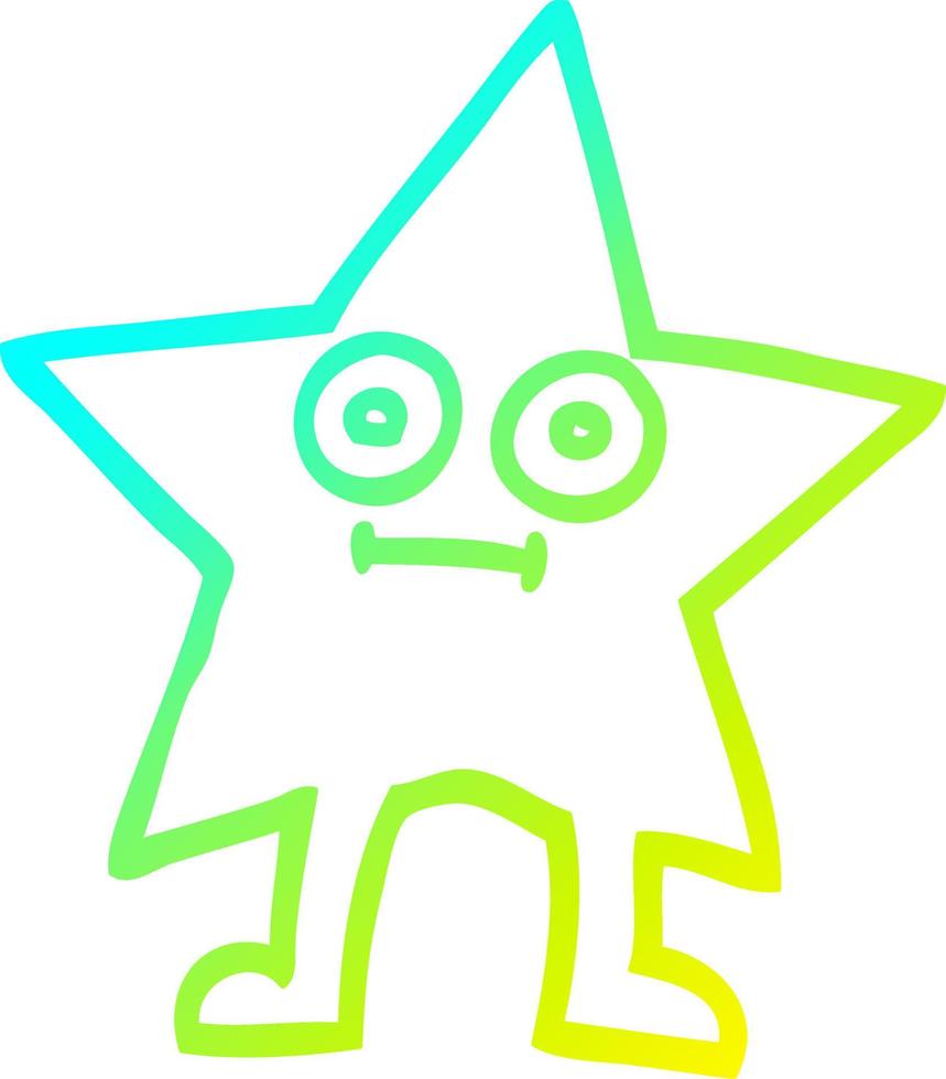 cold gradient line drawing cartoon star character vector