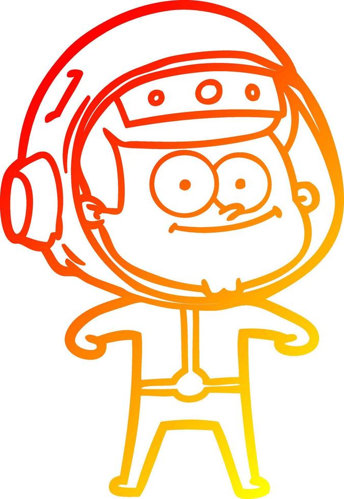 warm gradient line drawing happy astronaut cartoon vector