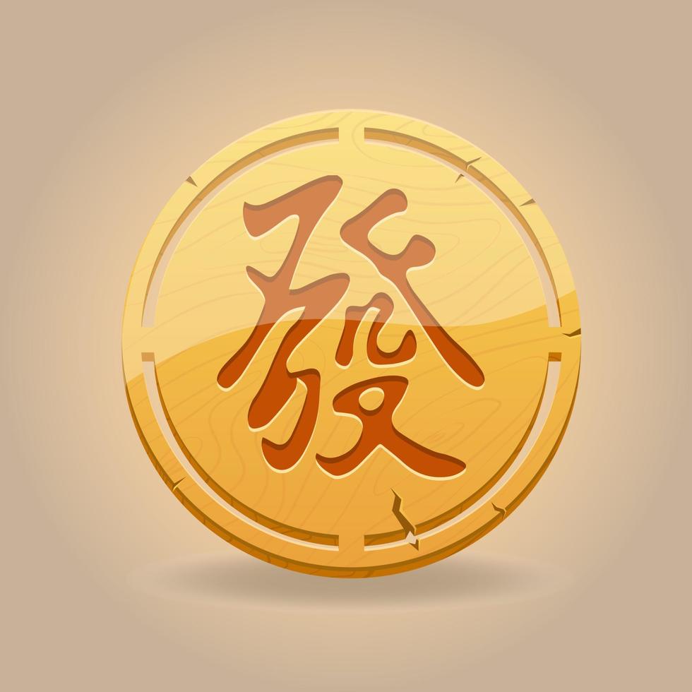 Wooden amulet Chinese character Well-being vector