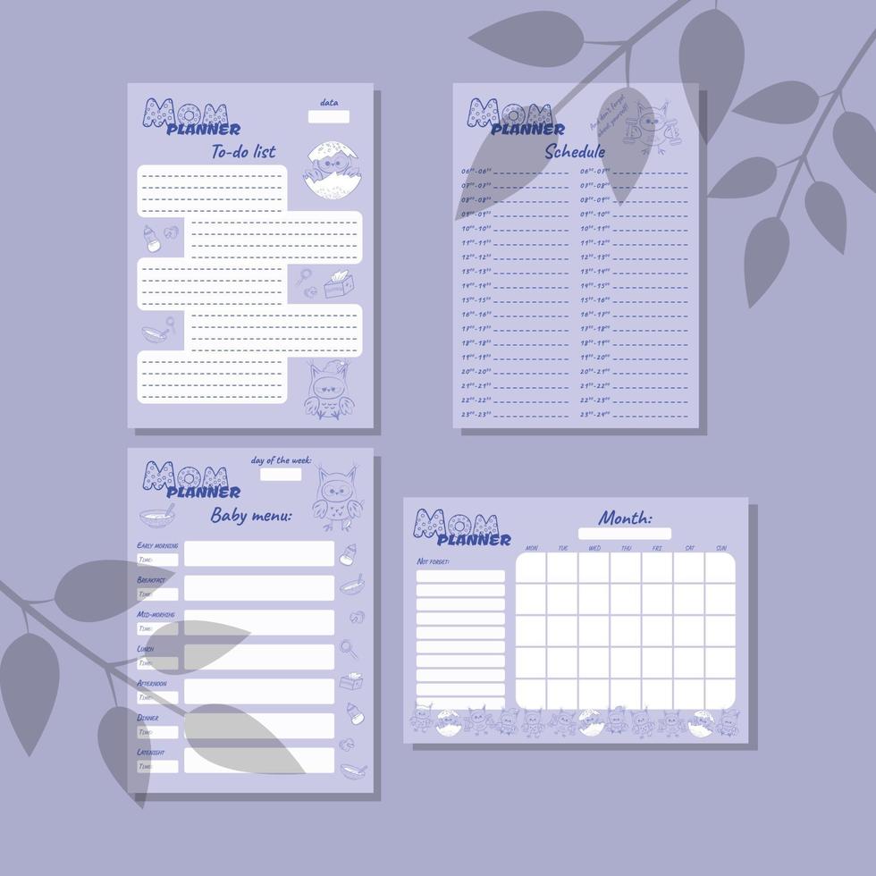 Mom planner blue vector