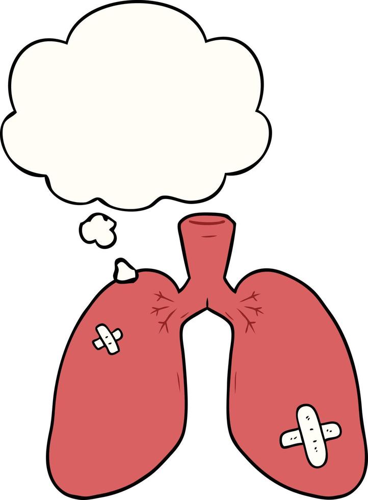 cartoon repaired lungs and thought bubble vector