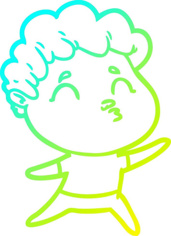 cold gradient line drawing cartoon man pouting vector
