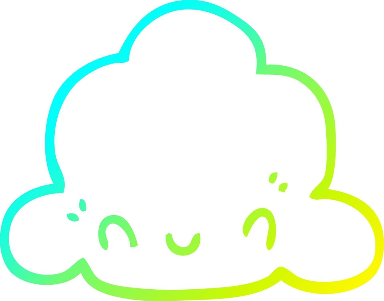 cold gradient line drawing cartoon cloud vector