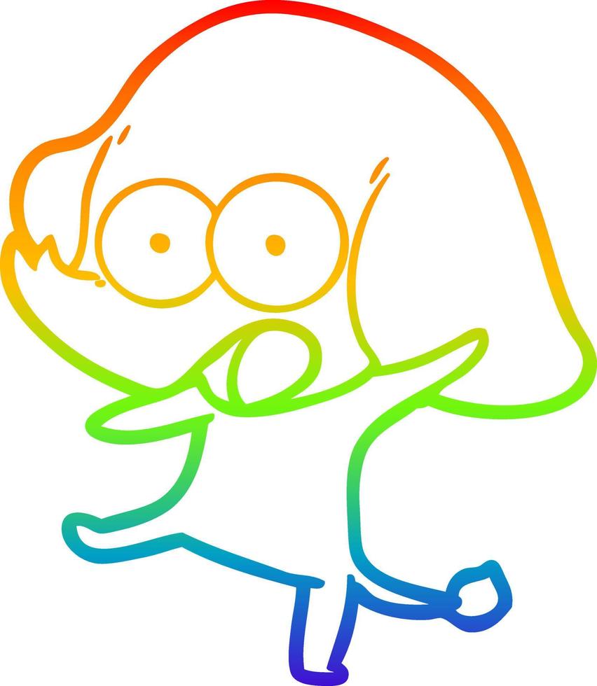 rainbow gradient line drawing cute cartoon elephant vector