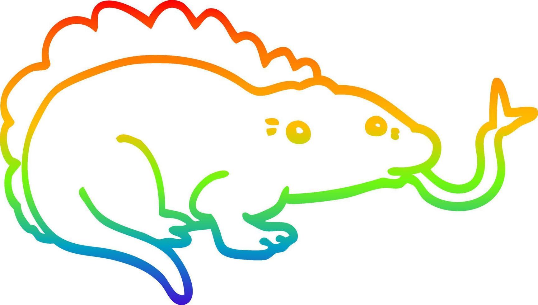 rainbow gradient line drawing cartoon lizard vector