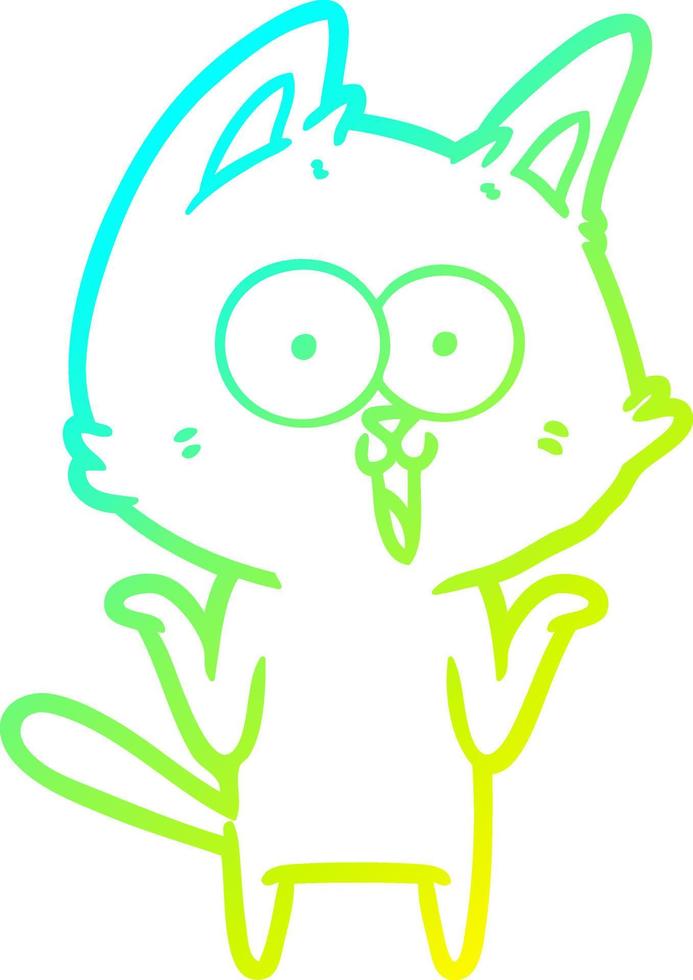cold gradient line drawing funny cartoon cat vector