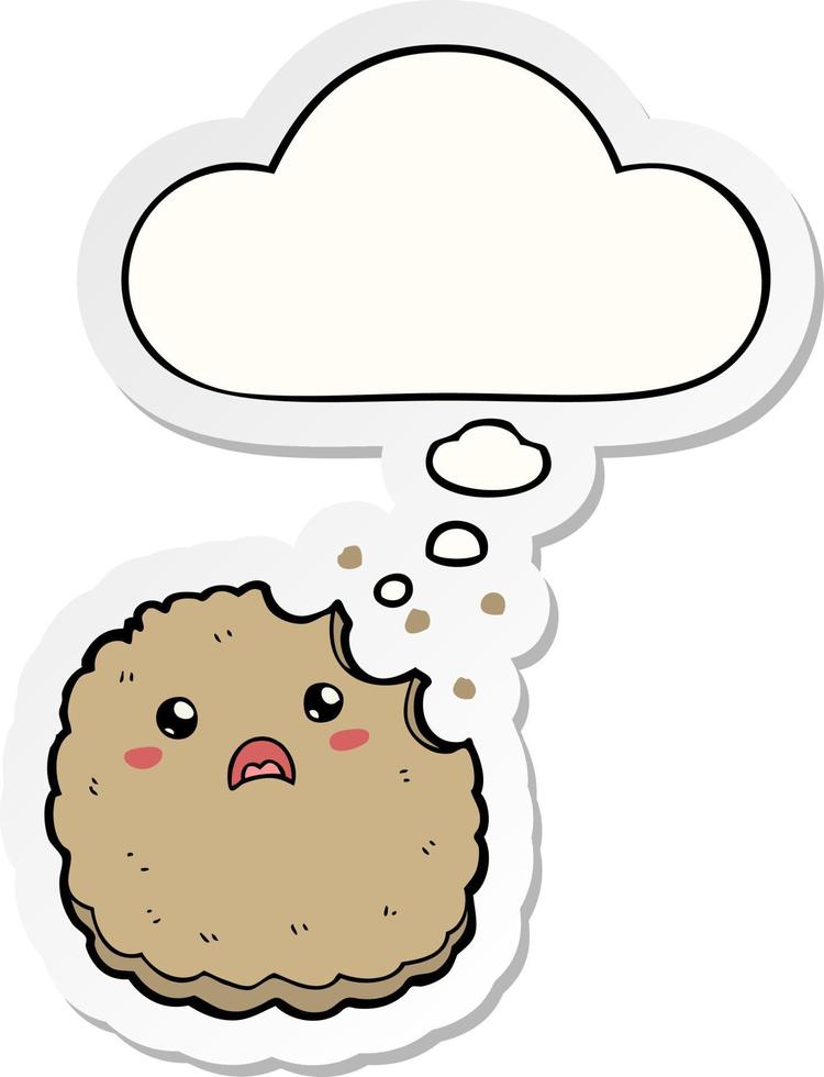 cartoon biscuit and thought bubble as a printed sticker vector