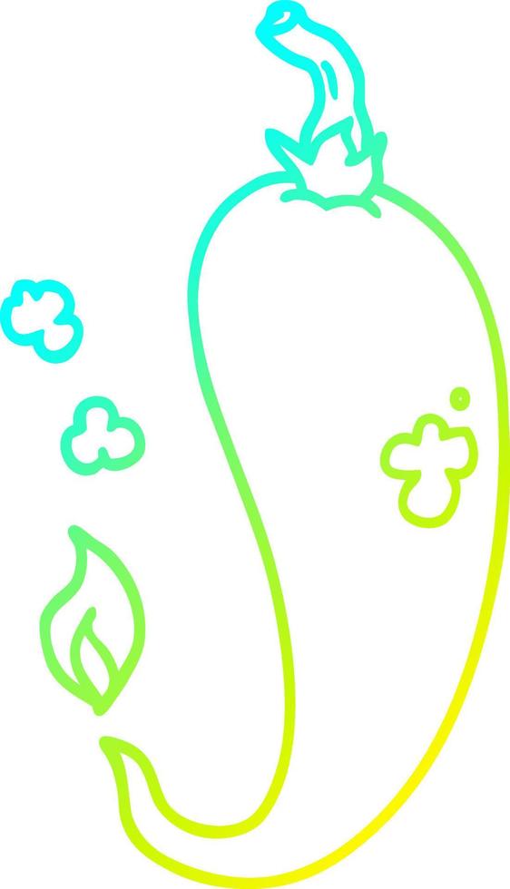 cold gradient line drawing cartoon chili pepper vector