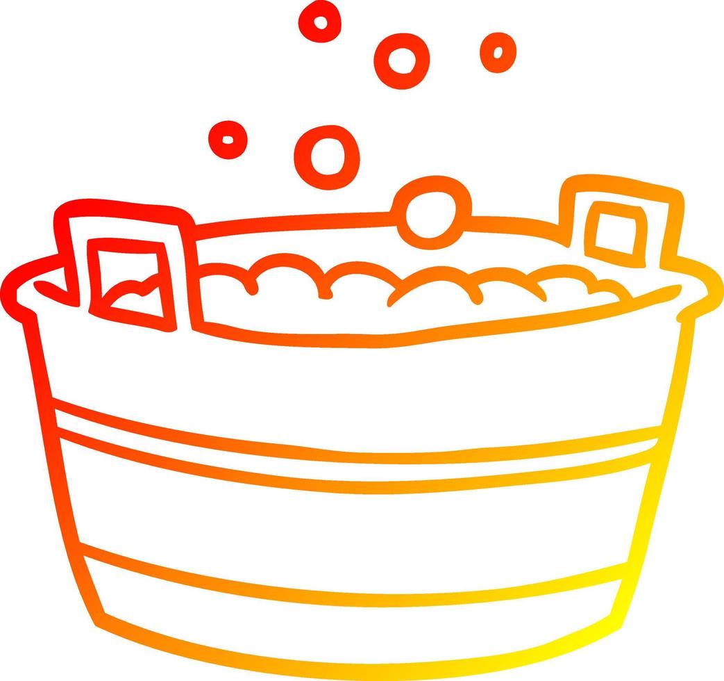 warm gradient line drawing old tin bath full of water vector