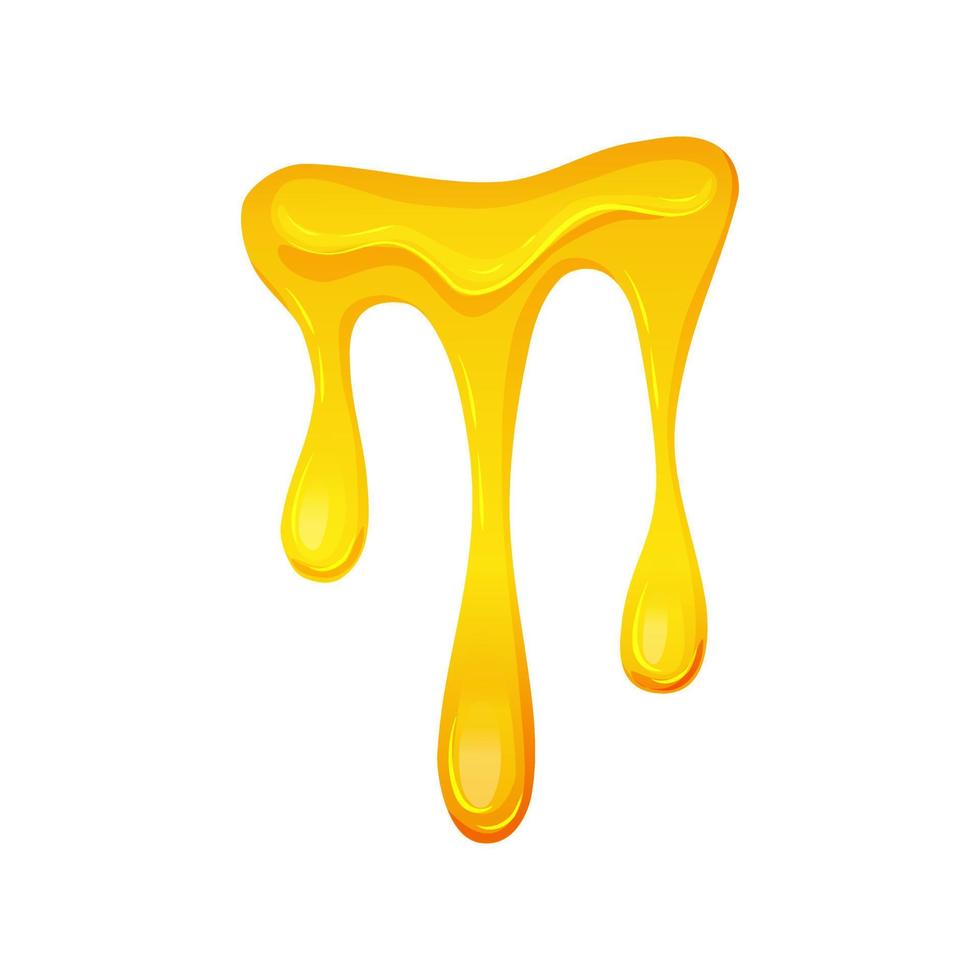 Flowing yellow viscous liquid. Lemon jelly or honey drops. Vector illustration on a white isolated background.