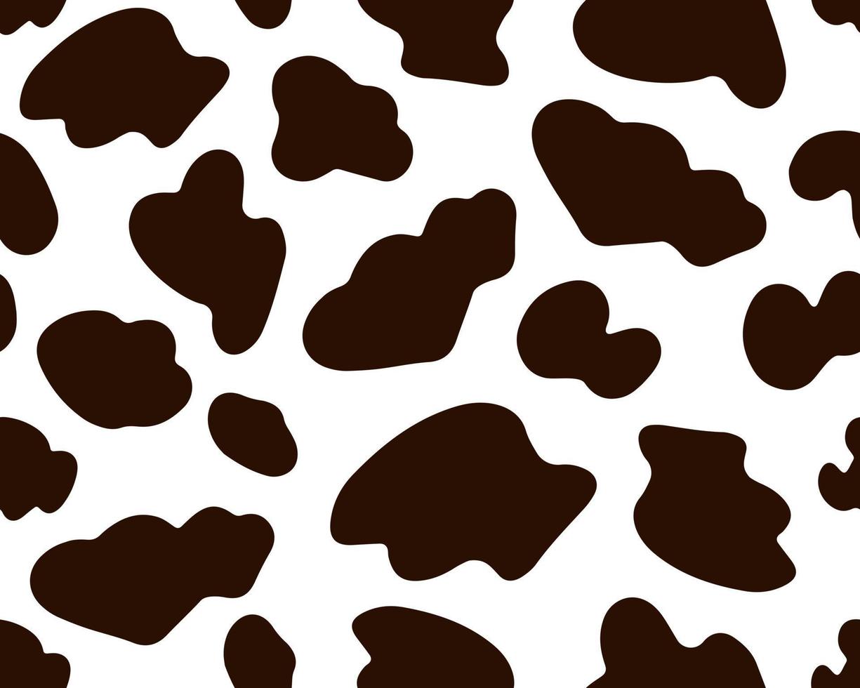 Cow brown and white seamless pattern. Ideal for printing on wallpaper, fabric, packaging. To use the web page background, surface textures. Abstract vector spots.