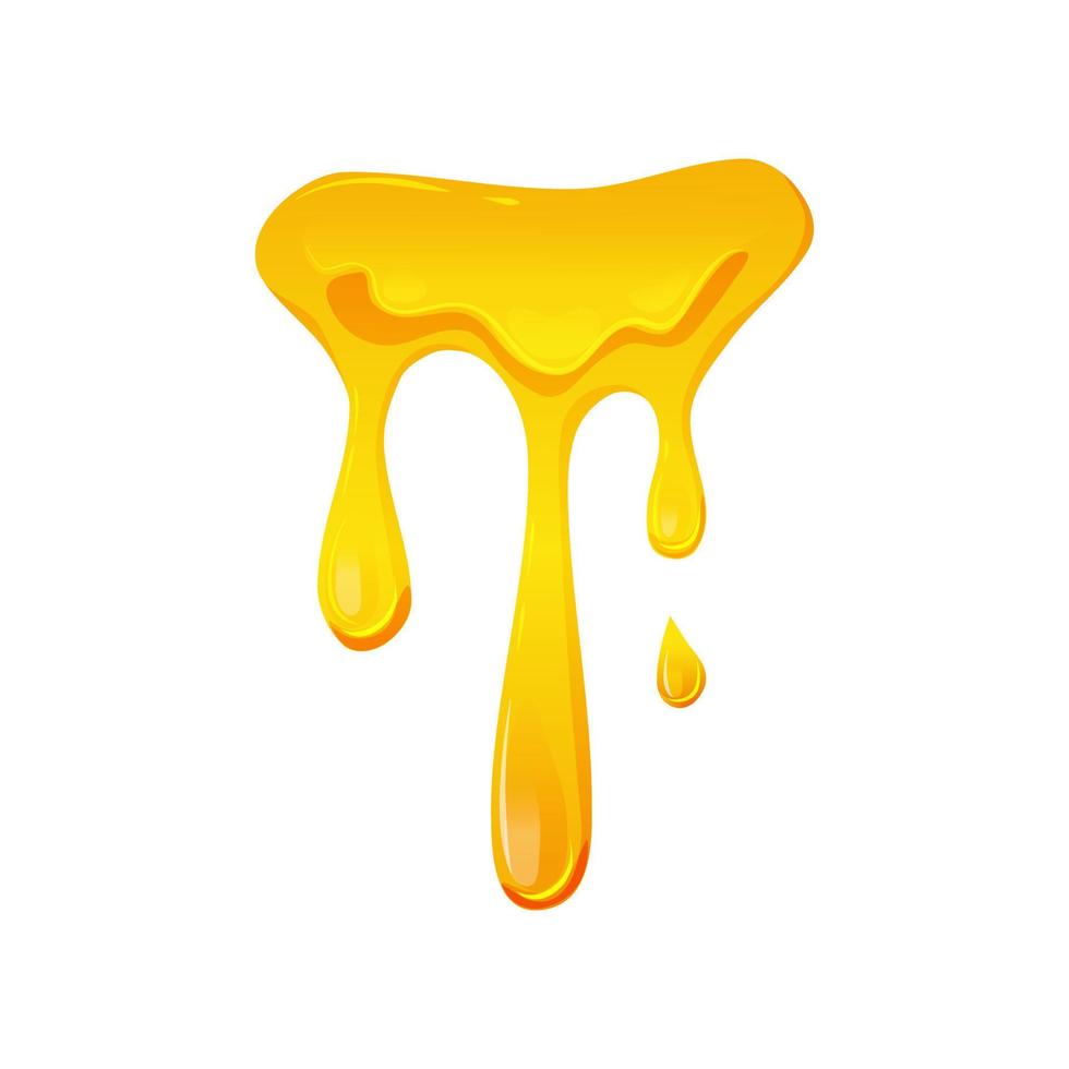Flowing yellow viscous liquid. Lemon jelly or honey drops. Vector illustration on a white isolated background.
