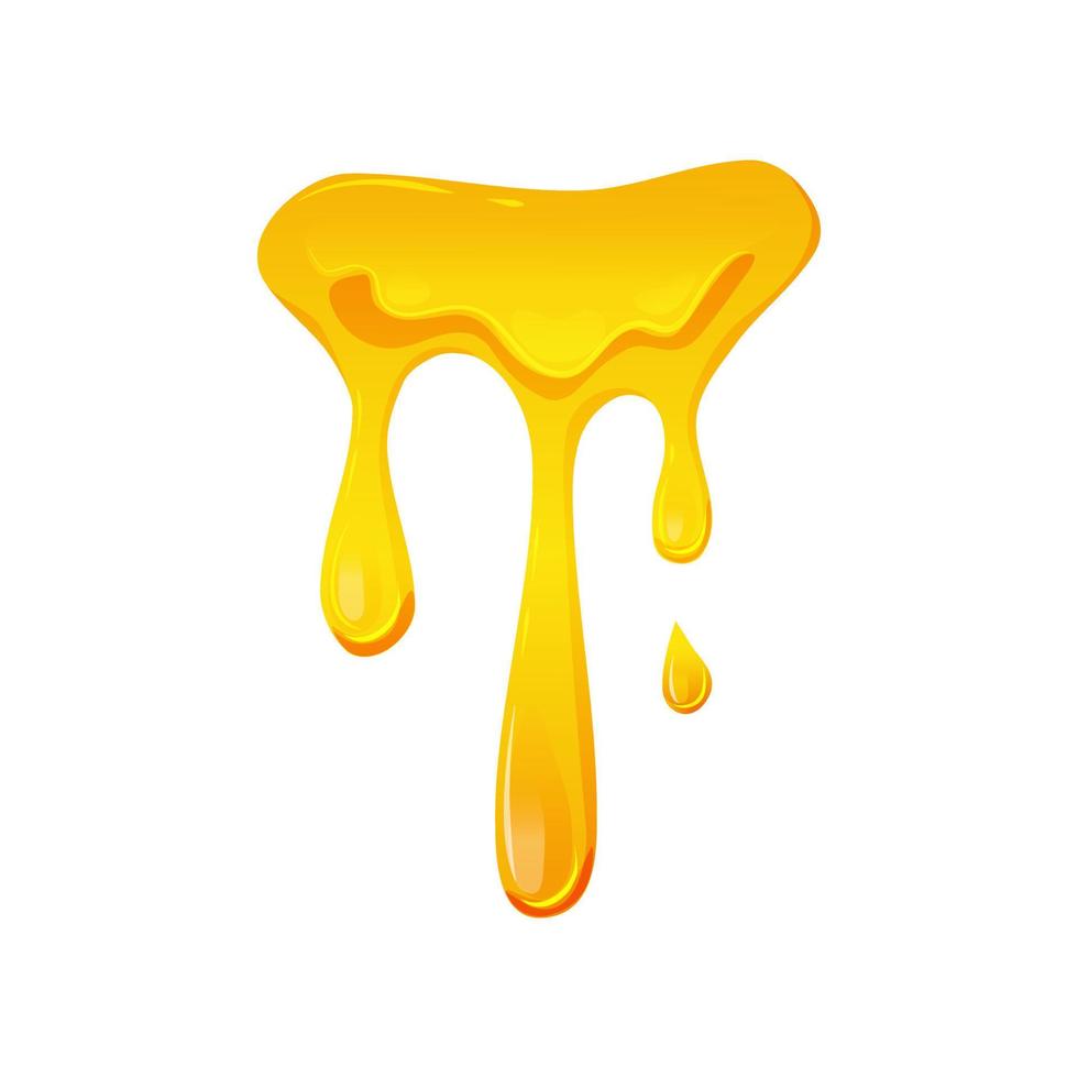 Flowing yellow viscous liquid. Lemon jelly or honey drops. Vector illustration on a white isolated background.