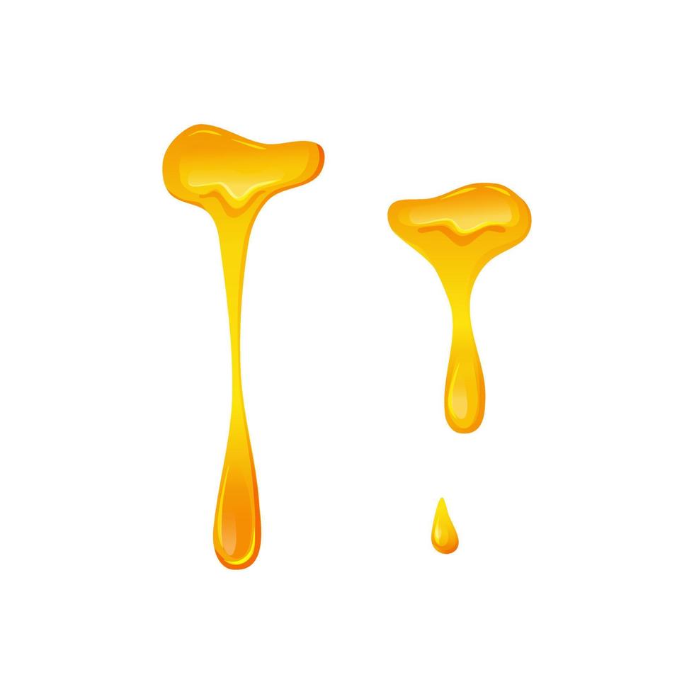 Flowing yellow viscous liquid. Lemon jelly or honey drops. Vector illustration on a white isolated background.